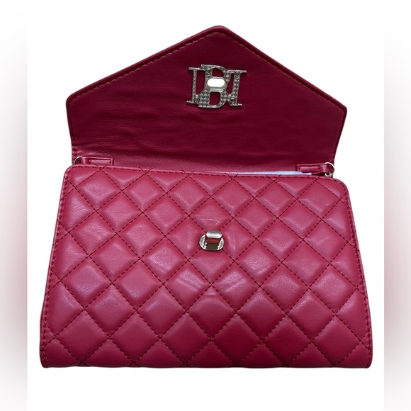 NWT Badgley Mischka Red and Gold Crossbody Bag with Quilted Design - Picture 9 of 13